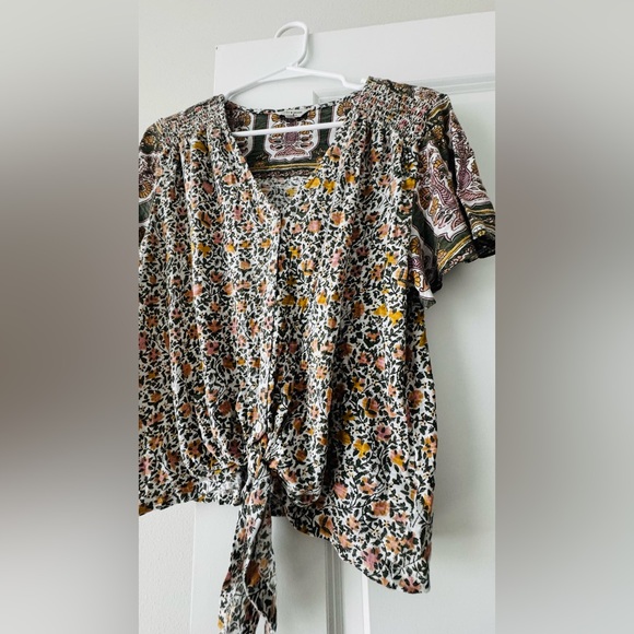 Lucky Brand Multicolor Floral Tie-Front Blouse - Picture 7 of 7